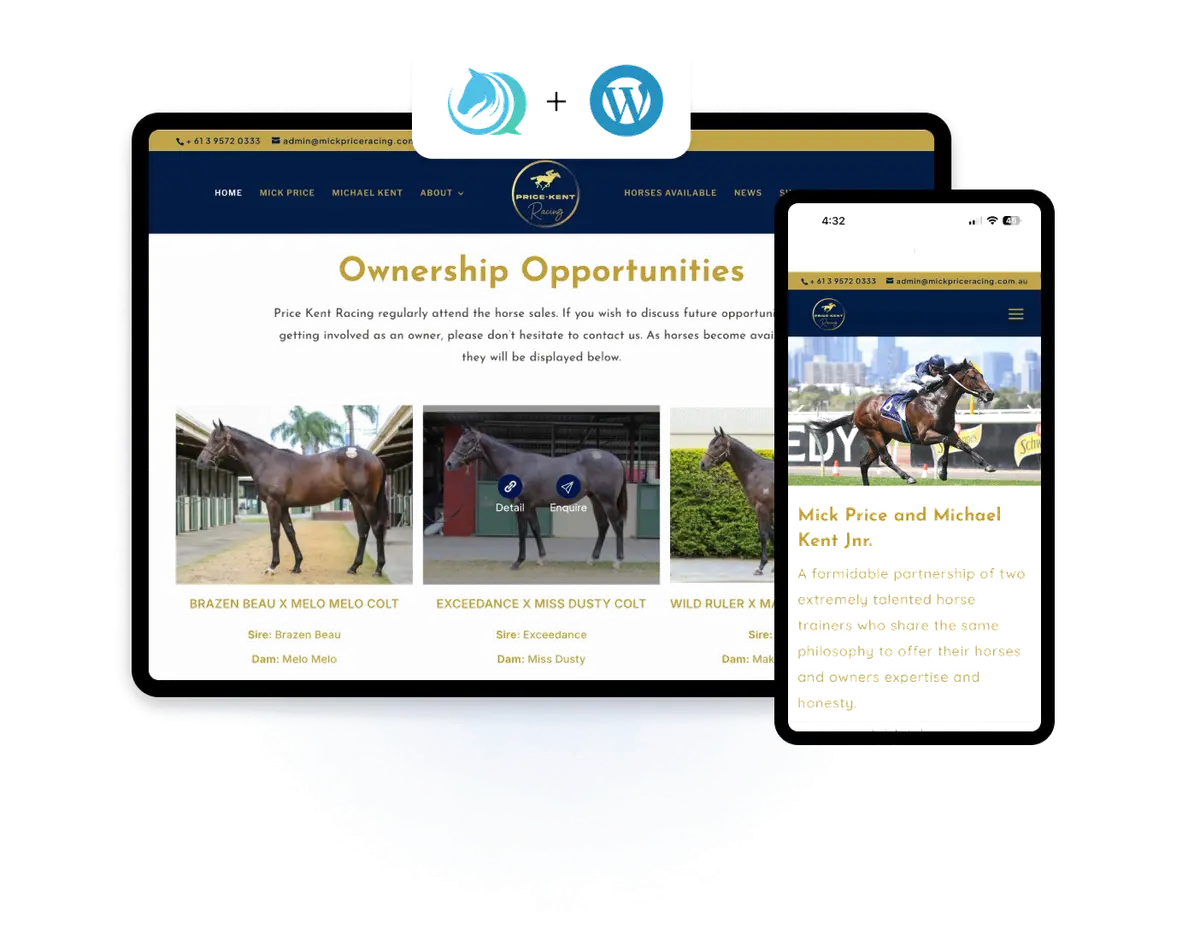 A stable website built with miSite on WordPress, shown on desktop and phone